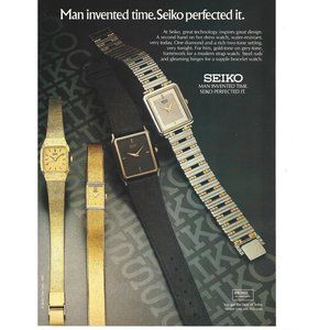 1985 Seiko Vintage Man Invented Time Seiko Perfected Original Print Ad Art